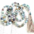 8Mm Natural 108 Shiny Side Amazon Gemstone Beads Necklace Energy Reiki Fashion