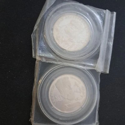 1994 Russia  Silver Coins 2 Ruble  Krylov & Bazov, Lot of 2./bank packaging#361F - Image 1 of 4