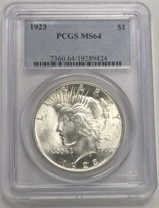 1923 P Peace Silber Dollar PCGS MS64 toller Glanz auf Münze! #Z348 - Bild 1 von 2