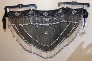 Elle Belle Coins Sequins Beads Belly Dancing Skirt with Beaded Collar 36” waist - Picture 1 of 14