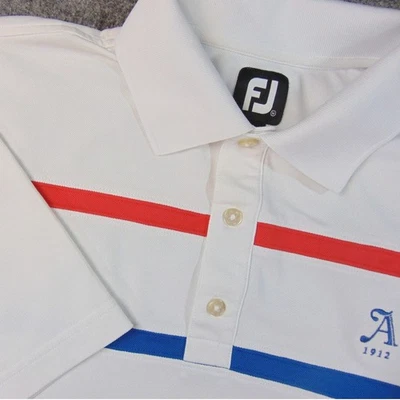 Camisa polo de golf FootJoy para hombre blanca manga corta rojo azul logotipo 1912 talla M Foto 1 de 4