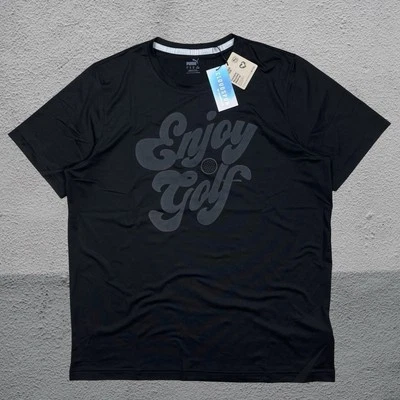 Puma Golf Shirt Tee T-Shirt Cloudspun Enjoy Golf Black Performance Men's Large - Image 1 of 4