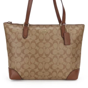 Bolso de Mano USADO COACH F29208 Signature PVC/cuero beige moca hombro - Imagen 1 de 15
