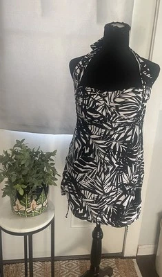 Nuevo TRAJES DE BAÑO PARA TODOS Negro Blanco Tropical Una Pieza Halter Traje de baño Mujer 16 Foto 1 de 4