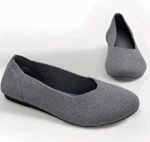 Ballerinas Damengröße 8 minimalistisch grau Strickstoff Slipper bequemer Schuh - Bild 1 von 8