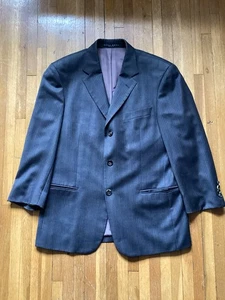 HUGO BOSS 38S 3 Btn Light Gray/Yellow Striped Blazer,100% Super 100's Wool,Flaw - Picture 1 of 8