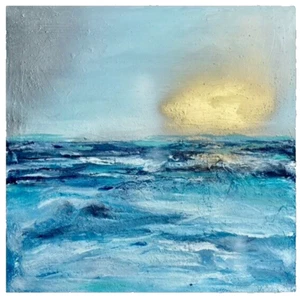 An ABSTRACT ACRYLIC SEASCAPE PAINTING ON 90 x 90cm LARGE CANVAS By dianeplantart - Picture 1 of 21