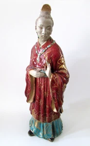 Escultura figurativa geisha femenina Chinoiserie italiana vintage 18" - Imagen 1 de 17