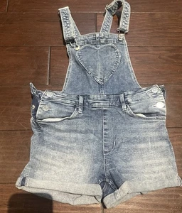 H&M GIRLS DENIM OVERALL SHORTS SIZE 9-10Y - Picture 1 of 6