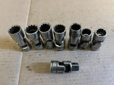8 x Snap On 3/8"  12-Point Shallow  Swivel Sockets   made USA & Canada - Image 1 of 4