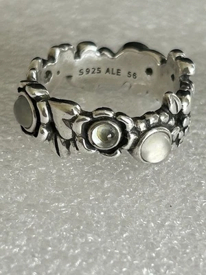 Anillo de serenidad genuino retirado Pandora 🌟 Topacio Piedra lunar Naturaleza 🌟 Talla 56 Foto 1 de 4