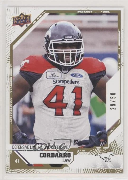 2019 Upper Deck CFL Gold /50 Cordarro Law #10 - Image 1 of 2