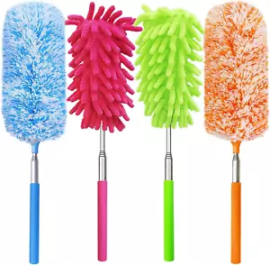 Extendable Feather Duster Kit Washable Head Car Office Cleaning 4 Pack - Picture 1 of 11
