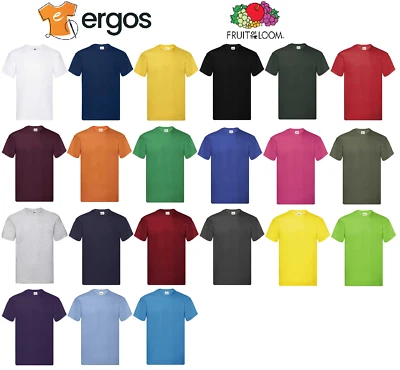 FRUIT OF THE LOOM T-Shirt ORIGINAL T da Uomo Mezza Manica 100% Cotone FR610820