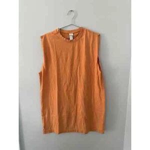 Women’s H&M T-Shirt Dress Sz M Orange Crewneck Sleeveless Tank Long Tunic - Picture 1 of 7