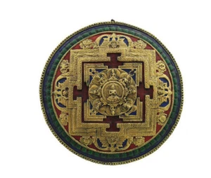 Mandala Mantra Tibetisch Aus Erde Und Papier Maché Von Buddha Nepal GAR5 17 - Picture 1 of 1