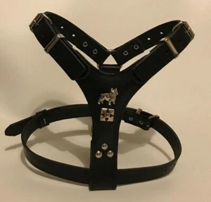 LEATHER DOG HARNESS/FRENCH BULLDOG HARNESS REAL LEATHER - SMALL/PUPPY  - Picture 1 of 4