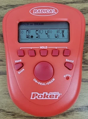 Radica Red Pocket Draw & Deuces Poker Electronic Handheld Game Tested Working - Image 1 of 4