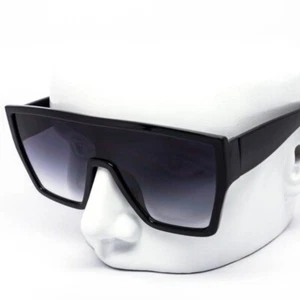 Fashion Women Sunglasses Black Frame Black Big Lens Square Retro Oversized New - Picture 1 of 4