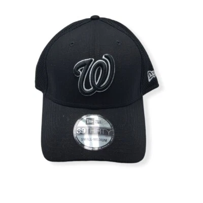 New Era Washington Nationals 39Thirty Neo Flex Fit Black Fitted Hat Cap - Image 1 of 4