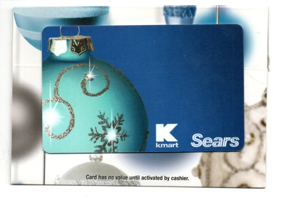 Sears Kmart 2008 Christmas Ornament Blue Gift Card W/Backer No Value Collectible - Image 1 of 1