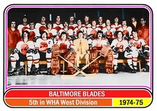 1975-76 Topps WHA CTNW #208 Baltimore Blades Custom Checklist Card