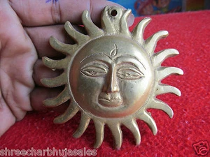 Brass Holy Tribal Hindu God Lord Surya Sun Deva Hanging Home Office Shop Car - Picture 1 of 4