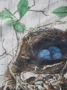 Vintage Qinqingo Birds Nest Throw Pillow Cover Linen Cotton Zipper Close 18x18" - Picture 1 of 5