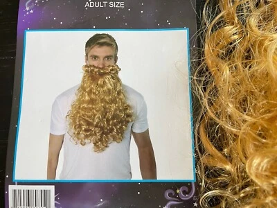 New Long Beard Wig Hair Thor Dude Curly Hair Hippie Viking Cosplay Costume - Image 1 of 2