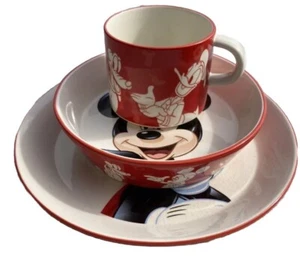 Retired Vtg Royal Doulton Walt Disney Mickey Mouse Bowl Plate & Cup 3 Piece Set - Picture 1 of 9