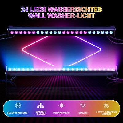 RGB 24*8W LED Bühnenbeleuchtung Wall Washer Licht Bar DMX Show Strobe Outdoor DJ - Bild 1 von 4