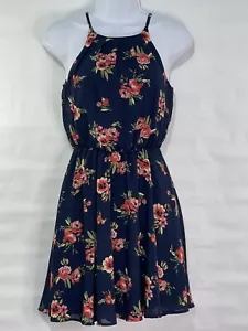 Blue Rain Damen Gr. XXS dunkelblau ärmellos elastischer Bund Plissee Träger Kleid - Bild 1 von 12