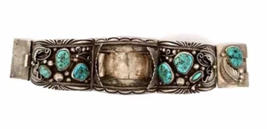 Vintage Sterling Silver Robert Nez Navajo Watch Band Cuff Large - Picture 1 of 9