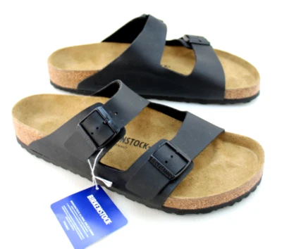Nuevas sandalias para hombre BIRKENSTOCK Arizona talla 12/45 ajuste regular negras Birko-Flor Foto 1 de 4