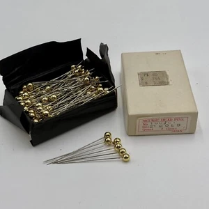 Vintage Metallic Head Pins 2” Gold Round Lot of 144 Hat Pin Dressmaking Japan - Picture 1 of 8