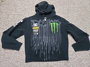 DC Shoes Ken Block 43 Hoodie Youth M Black Monster Energy Drip Full Zip - Picture 1 of 19