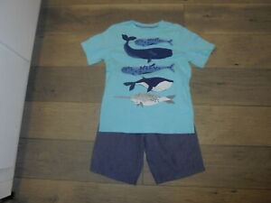 Carter's blue chambray shorts with matching aqua whale shirt outfit set boys 7