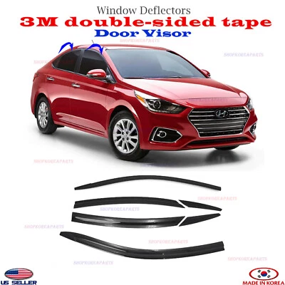 2S Tape Smoke Door Window Vent Visor Deflector ⭐6pcs⭐ Hyundai Accent 2018-2022 - Image 1 of 3