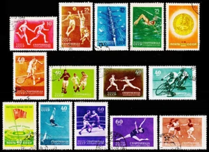 Rusia # 1840 - 1853 CTO Juego Completo de 14 Sellos 1956 Juegos Espartaquistas - Imagen 1 de 1