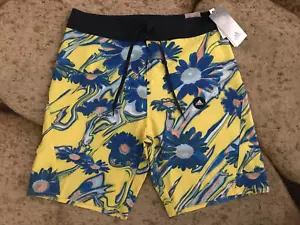 Adidas Sea Tech Boardshorts Swim Trunks Mens Size 30 Yellow Blue Floral NWT $70- - Picture 1 of 7