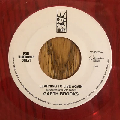 GARTH BROOKS - LEARNING TO LIVE AGAIN / WALKING AFTER MIDNIGHT, RED VINYL, 45 - Image 1 of 4