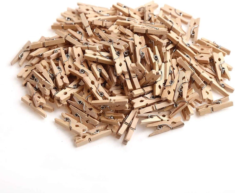 1000x Mini Wooden Pegs Craft Clothespins Natural Wood Photo Clips 2.5 Bulk - image 1 of 4