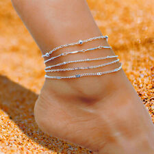 5pcs/set Silver Ankle Bracelet Foot Chain Women Beach Jewelry Gifts Anklet DIY