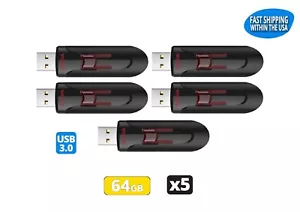 Sandisk Cruzer Glide 64GB 3.0 Flash Drive USB Thumb Drive (5er Pack) - Bild 1 von 6