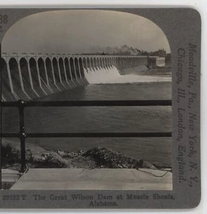 Wilson Dam at Muscle Shoals Alabama Keystone Stereoview c1900 - Picture 1 of 5