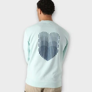 $132 Arte Antwerp Sweater Mens Medium Cruz Heart Raised Embroidery Pullover Blue - Picture 1 of 15