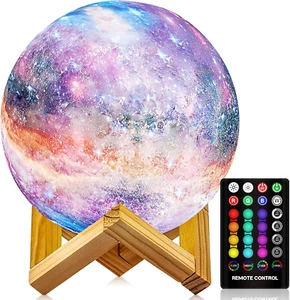 Moon Lamp, Night Light, 16 Colors Galaxy Lamp 3D Printing Moon Light with Stand/ - Picture 1 of 8