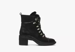 Kate Spade Walker Black Leather Lace Up Booties Boots Women Sz 8 KD716 - Picture 1 of 4