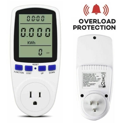 LCD Power Meter Plug Consumption Electricity Usage Energy Watt Amps Volt Monitor