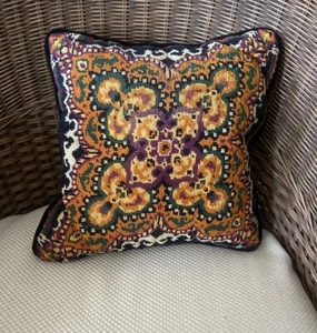Vintage Wolle Nadelkissen Kaleidoskop schwarz orange lila Samt 14”x14” - Bild 1 von 8